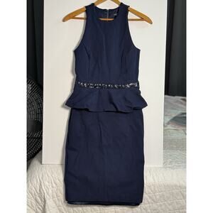 Armani Exchange Women's Sleeveless Dress - Blue - PRELOVED - Size 2